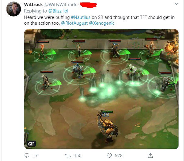 Riot Wittrock: 'I heard that the Teamfight Tactics team is buffing Nautilus, I think we in Teamfight Tactics also need to take action'