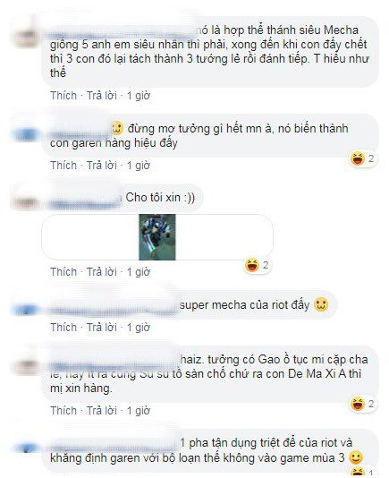 Vietnamese gamers express disappointment as the mechanism is cool but combining into Garen isn't that great