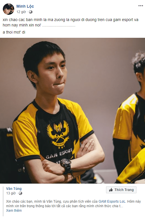 Zeros shares information about commentator Văn Tùng leaving GAM, while also teasing: 'Hello everyone, I am Ma Zương, the top laner for GAM Esports, and today I want to say... oh never mind, next time.'