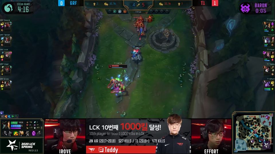 Teddy reaches the milestone of 1000 kills in the second game of T1 vs Griffin