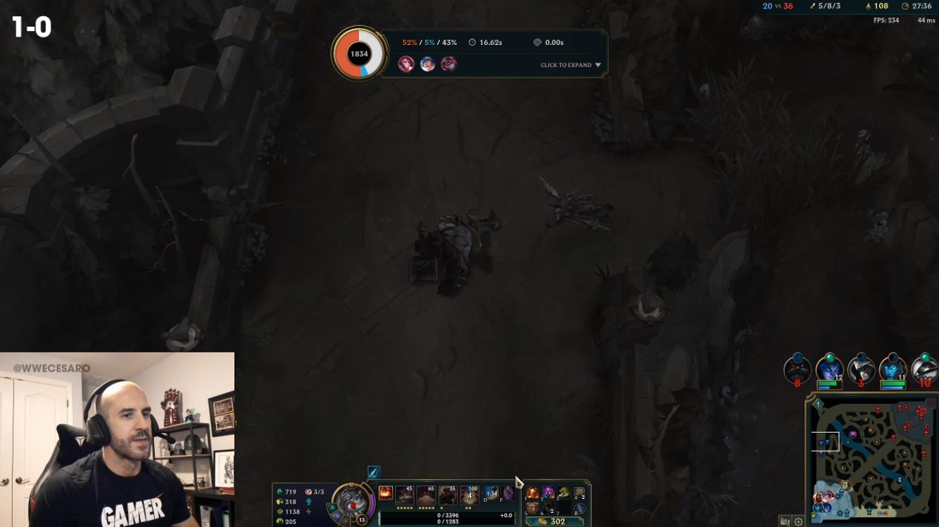 Gray is one of the main colors on Cesaro's stream screen