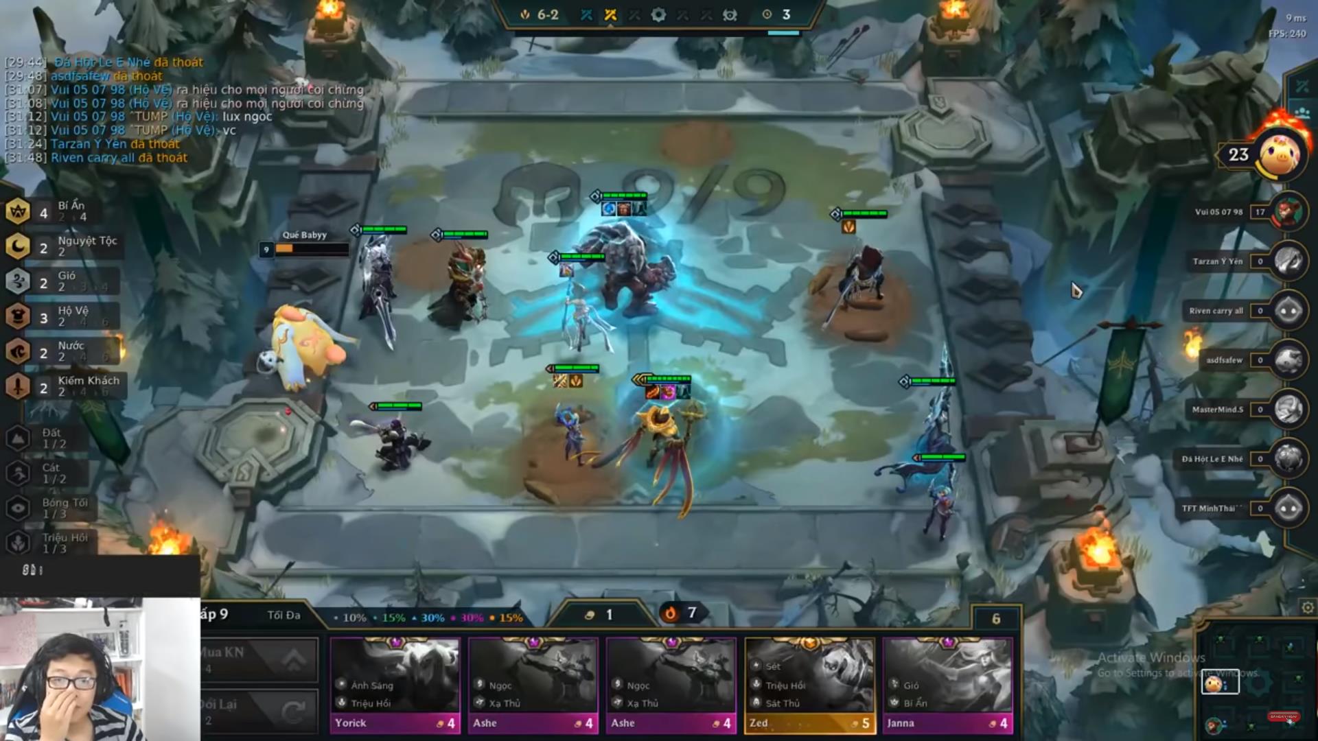 This is a typical example of Trâu's playstyle revolving around Azir; Yasuo can be used to activate Wind and Blademaster if a strong 2-star Protector is not found late in the game.