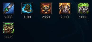 Some recommended items for Skarner, with shoes activating Predator being the most important