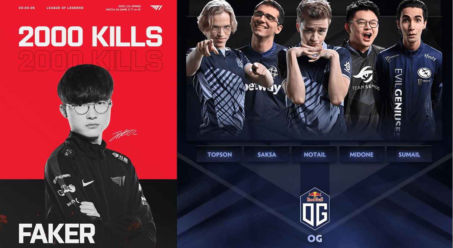 The current roster of Team OG has 2 members in the 'bloodthirsty' leaderboard, MidOne and Sumail, averaging 8 kills per game, while in an LCK match, Faker getting 5-6 kills is already a lot