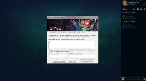 Bugsplat remains a headache for League of Legends players
