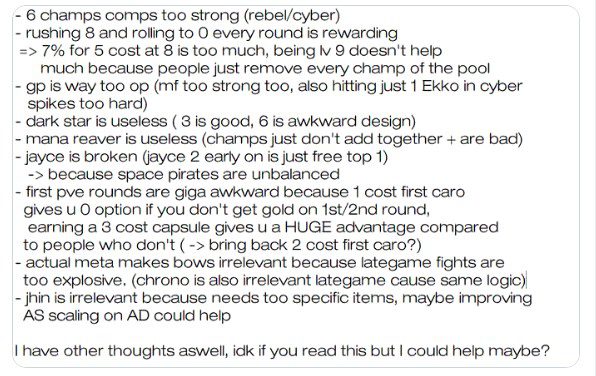 Community feedback is always welcomed by Riot