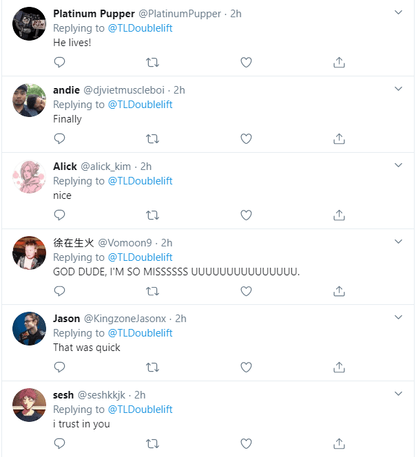 A lot of encouragement has been sent to Doublelift
