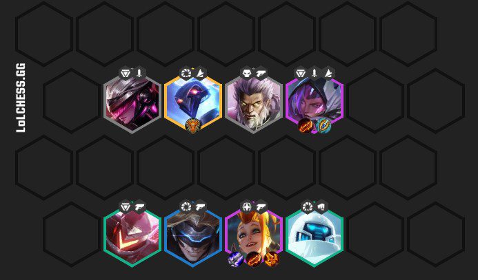 A relatively strong composition of season 3 combining Chrono - Blademaster - Blaster providing extremely high damage