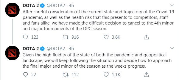 Valve's announcement about the cancellation of the fourth Major and Minor