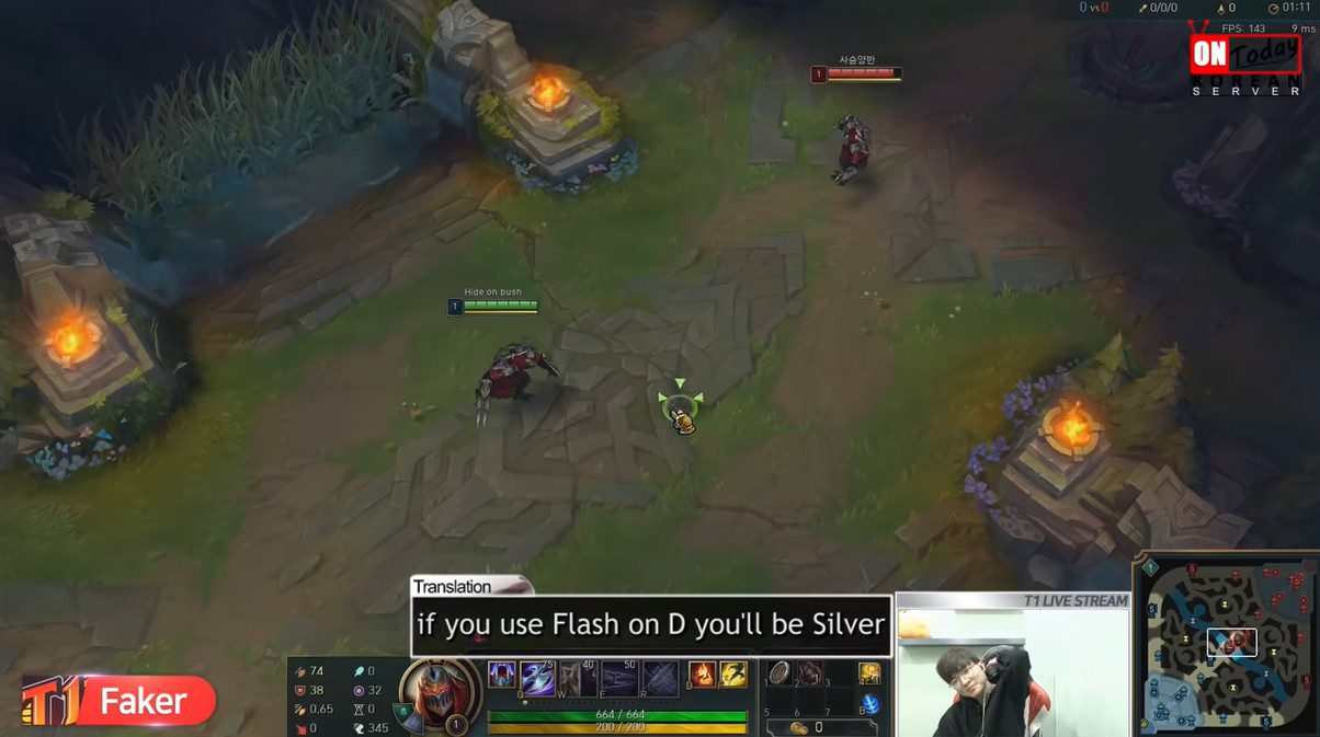 Faker bluntly stated that using Flash with the D key can only be Silver rank