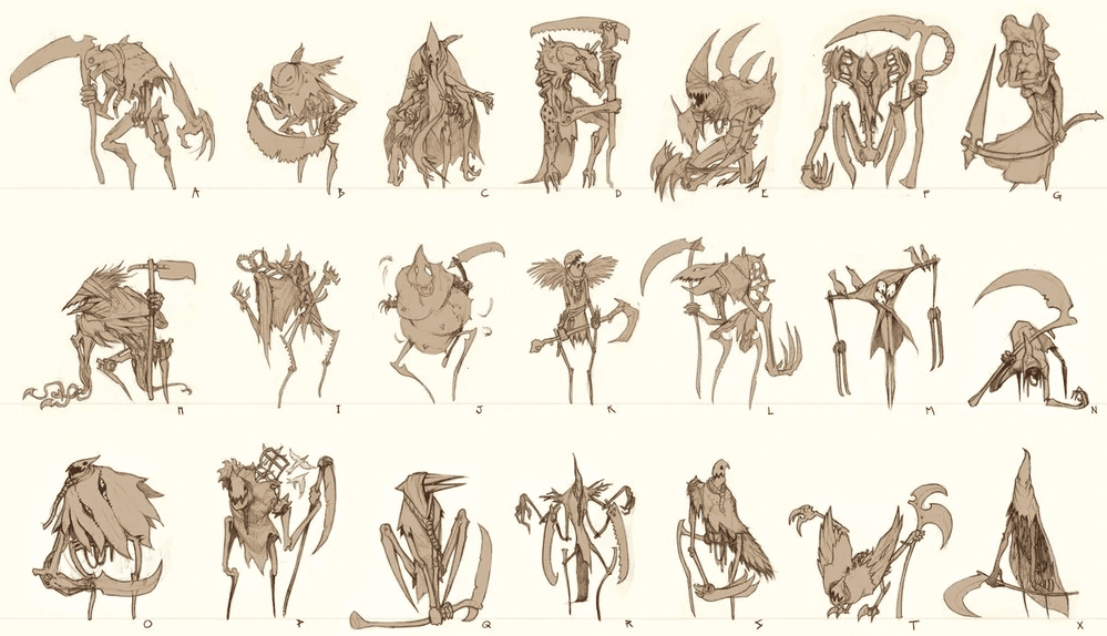 And finally are the sketches of the Fiddlesticks rework project by Riot Games. It can be seen that the champion design team has come up with many quite 'awkward' ideas, ranging from turning Fiddlesticks into... a female character to releasing a 'cute' design for this scarecrow
