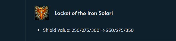 The increased shields are the necessary buff for Iron Solari Chain to be so dominant right now