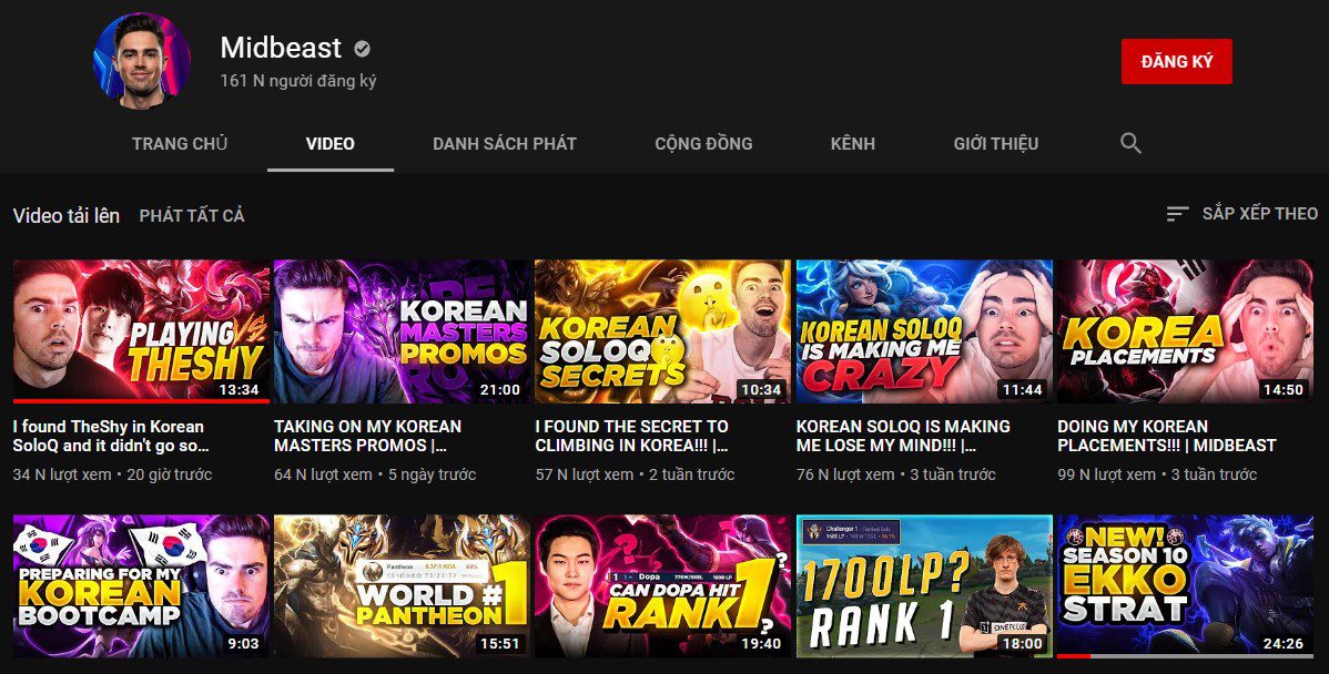 Midbeast's YouTube channel not only posts his gameplay videos but also analyzes the playstyles of Dopa and other unique styles around the world