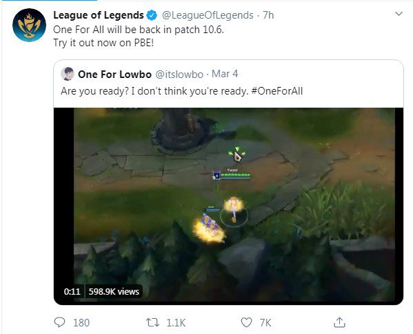 Brief announcement from Riot Games