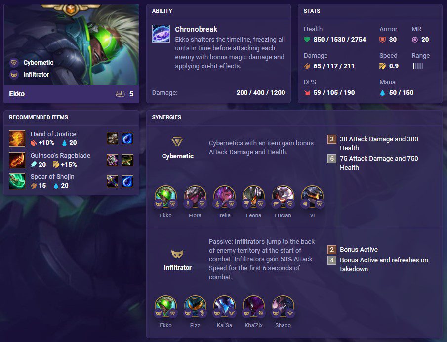 Ekko will be one of the new Infiltrators, Assassins of Teamfight Tactics