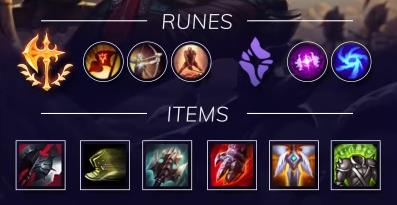 Runes and recommended items for Kled