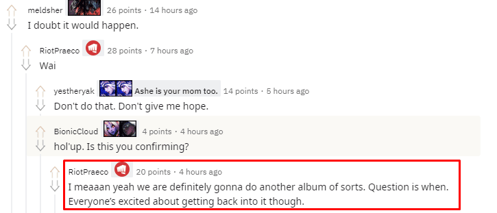 RiotPraeco - member of the music creative team at Riot Games, confirms there will be another album for the Pentakill group