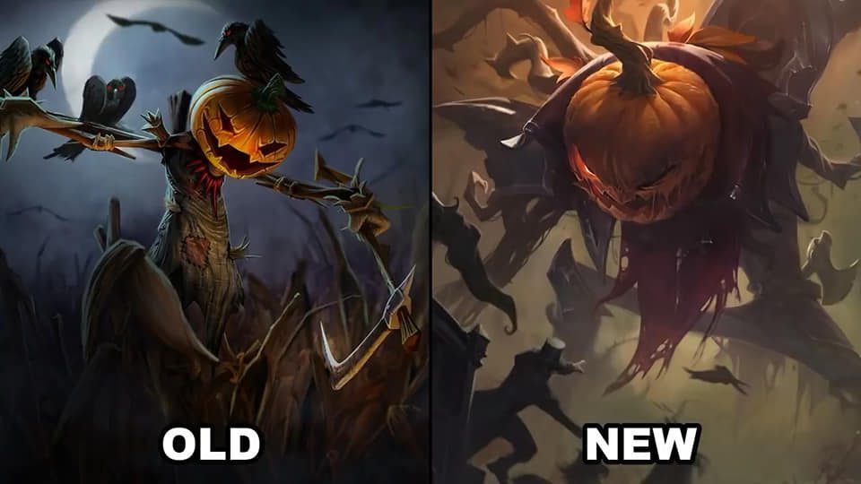 Pumpkin Fiddlesticks: The new skin clearly depicts a giant demon, no longer just a puppet for Halloween as in the old version