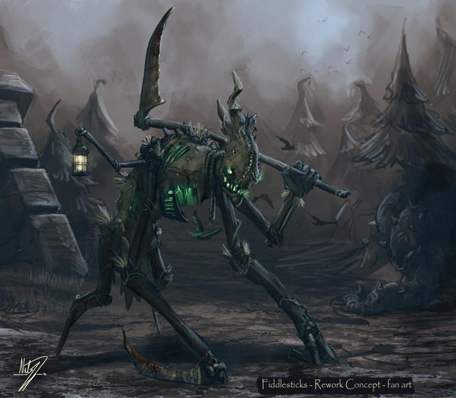 The author Dragon Born Slayers came up with the idea of turning Fiddlesticks into a true 'farmer' instead of the straw scarecrow image