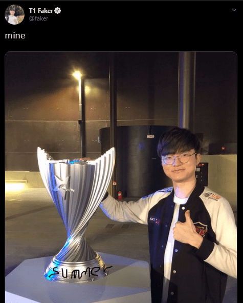 "Mine part 1" here: Using the photo from winning LCK Spring 2019, adding the word Summer to celebrate the championship... of summer, so I don't have to take a new photo