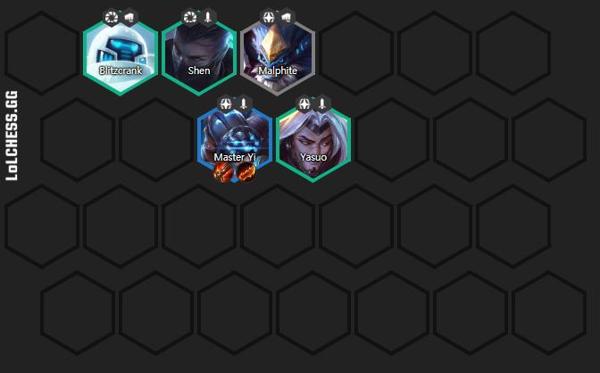 A composition consisting of 2 Brawlers, 2 Chrono, 3 Blademasters, and 3 Rebels