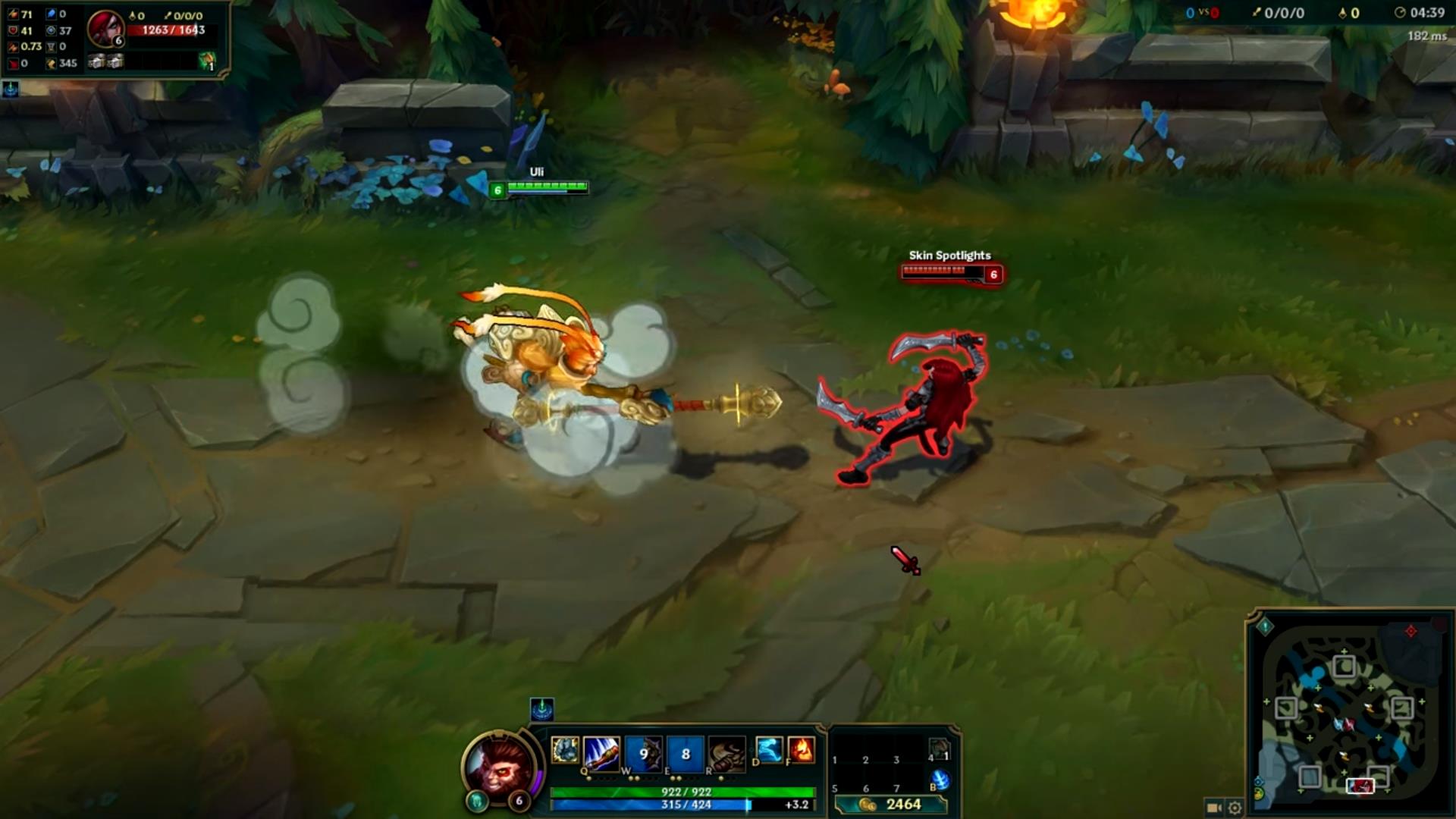 - Deals 100% additional magic damage. Increases Wukong's attack speed for 5 seconds.