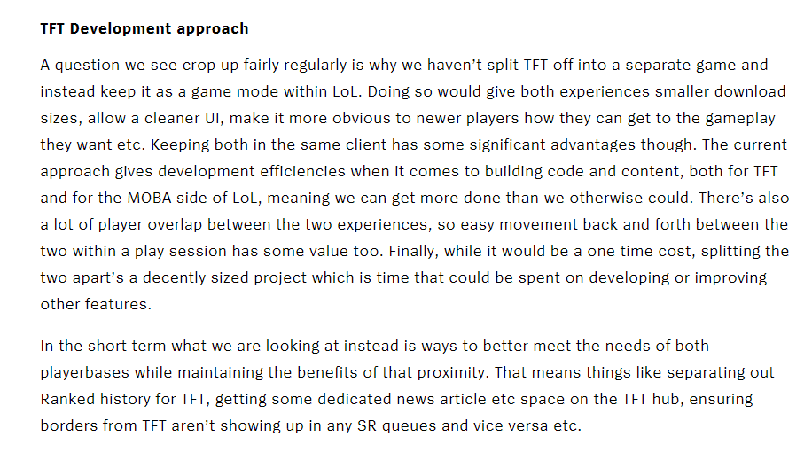 Director of League of Legends - Riot Meddler confirms that Teamfight Tactics will not separate from League of Legends, at least on PC