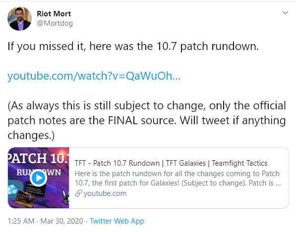 Riot Mortdog released a video explaining the patch a few hours ago