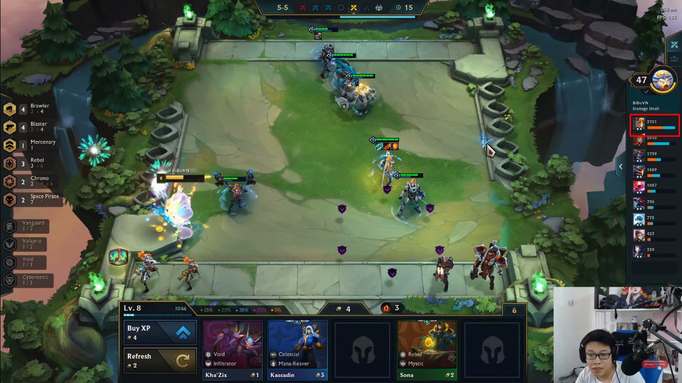 Even when Jinx is only 2 stars, she is already dealing the most damage in the team