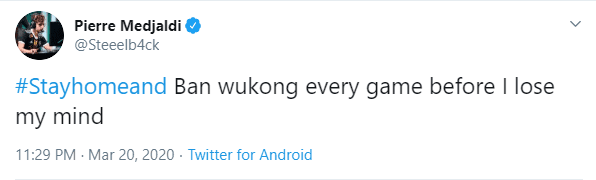 Steelback, support for team Vitality, declared he would ban Wukong in every game before he goes insane