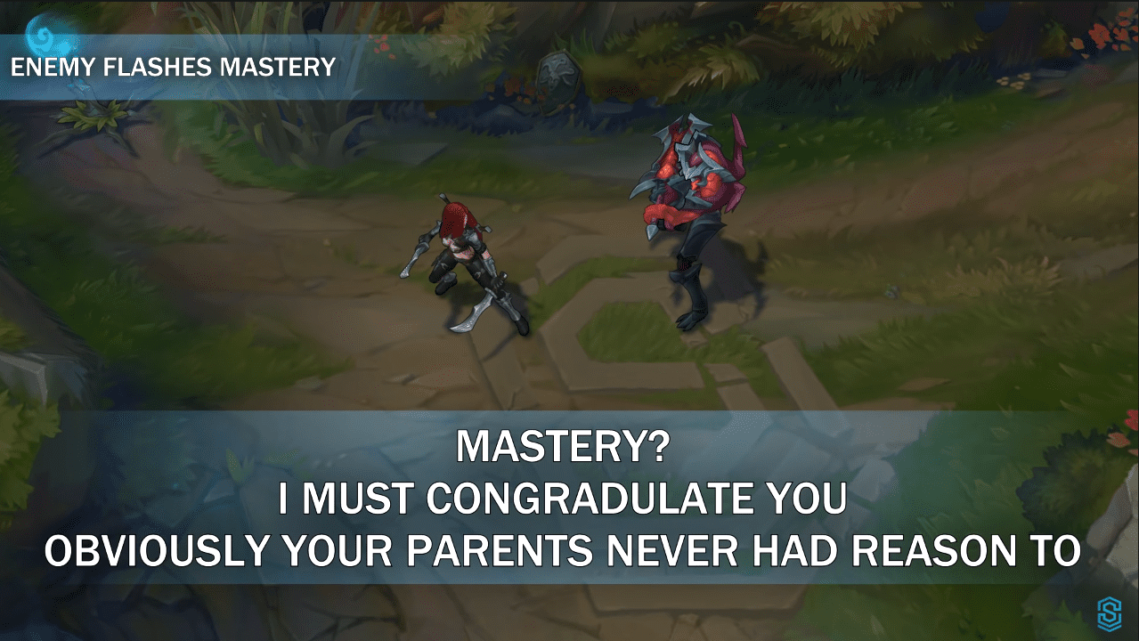 Remember that Mastery is a feature in League of Legends, unrelated to the lore, so the target Aatrox refers to is the player, those 