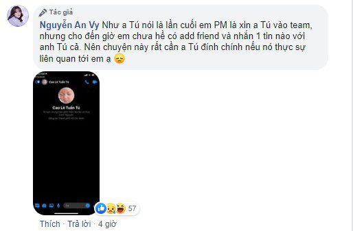 An Vy posted an image stating she has never befriended or messaged this manager to join SBTC