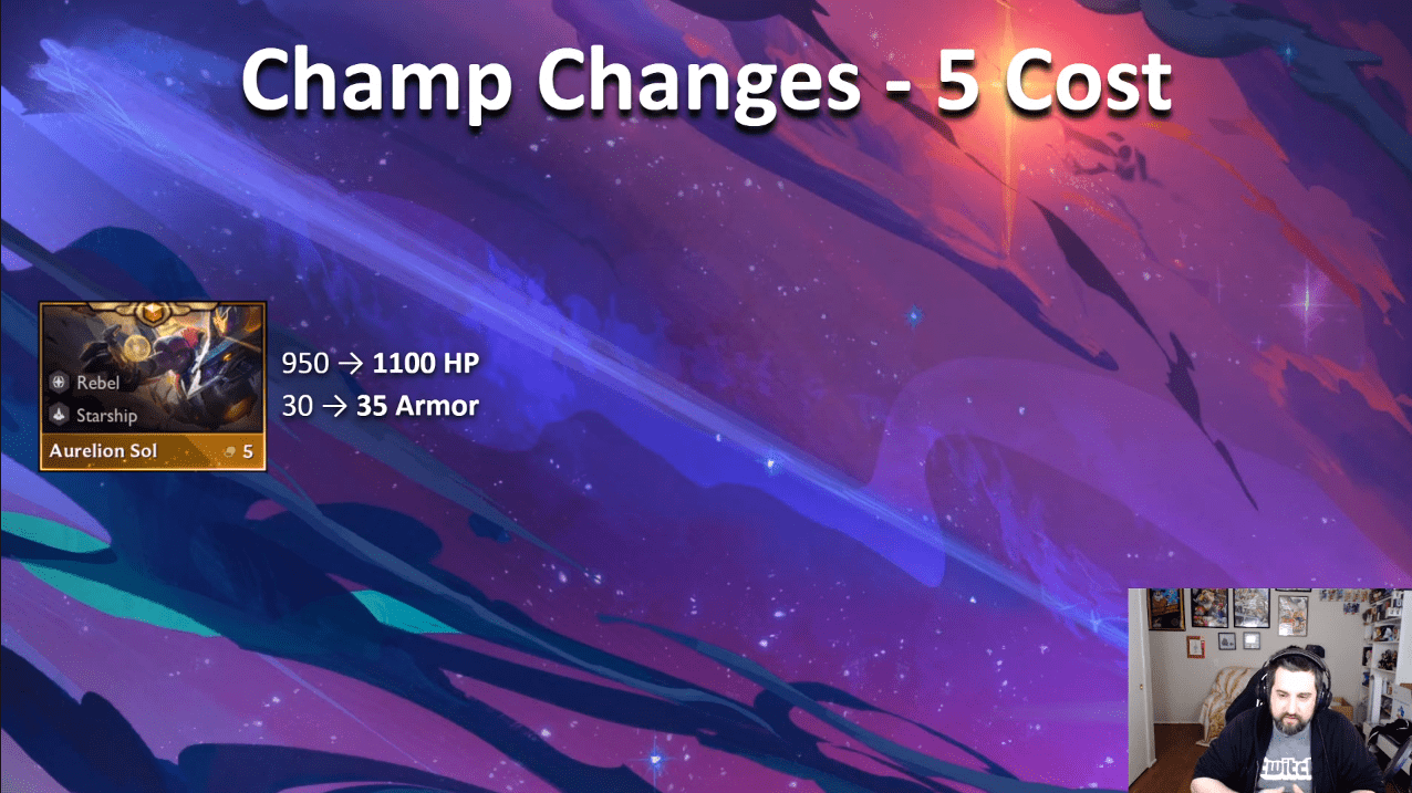 Significant buff for Aurelion Sol with health increased to 1100 and basic armor increased by 5 points