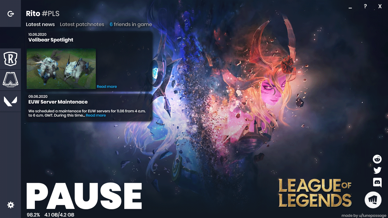 Login screen of League of Legends