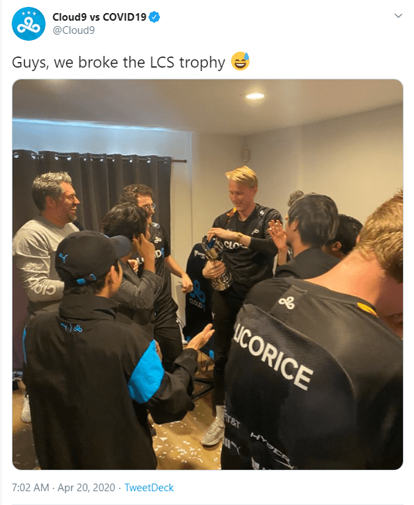 Cloud 9: 'Guys, we just broke the LCS trophy'