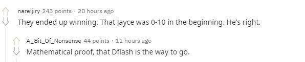 The Flash - D camp relies on the results of the match Broxah just played to make their argument