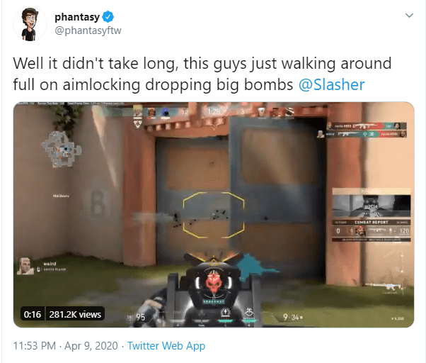 A former professional player of Call of Duty and PUBG discovered the first cheater in VALORANT