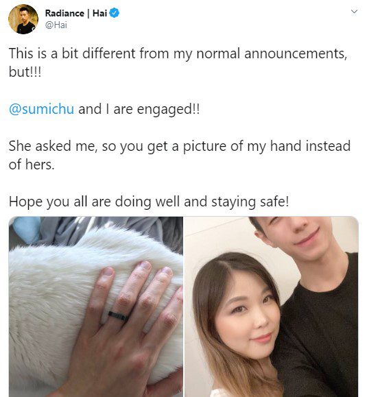 Hai announced that he and his girlfriend Sumichu are officially engaged