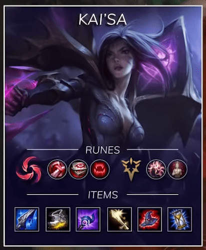 The build focuses heavily on AP for Kai'Sa