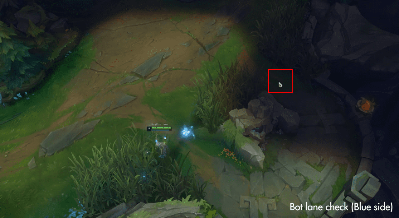 Position to place the cursor to check vision in the bottom lane