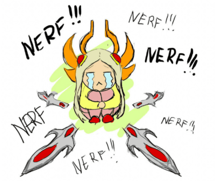 In-game, she is constantly nerfed without exception.