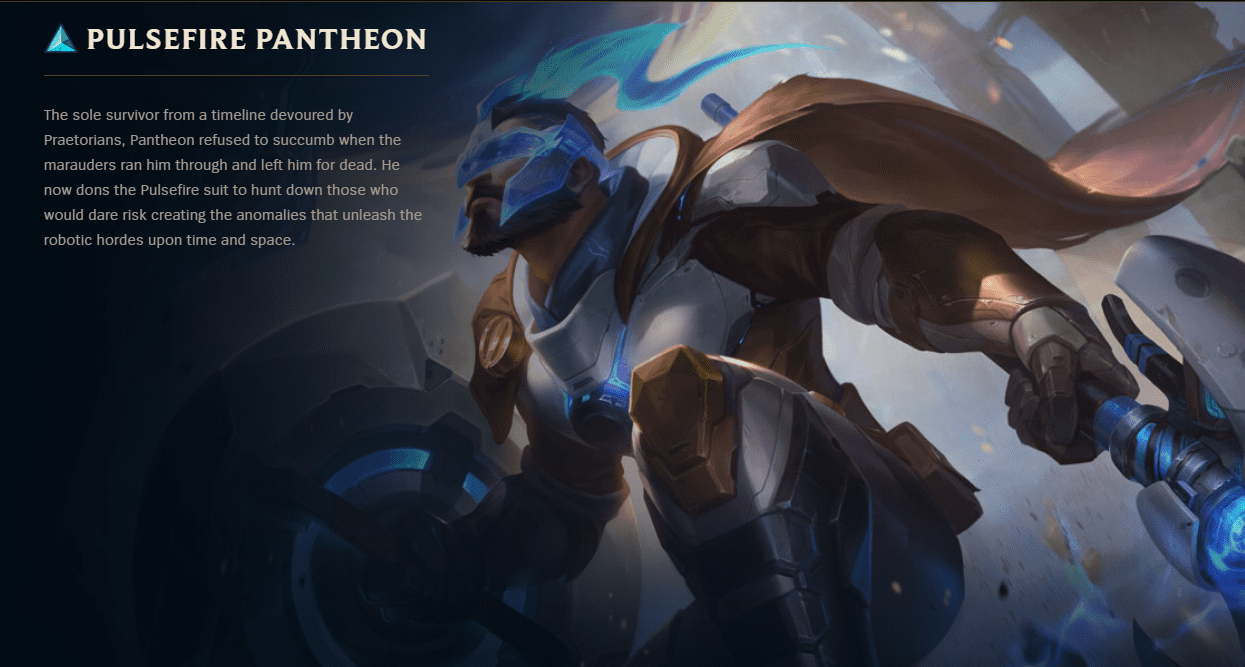 Pantheon is a lone warrior, the last survivor of a timeline attacked by the Steel Sentinel forces
