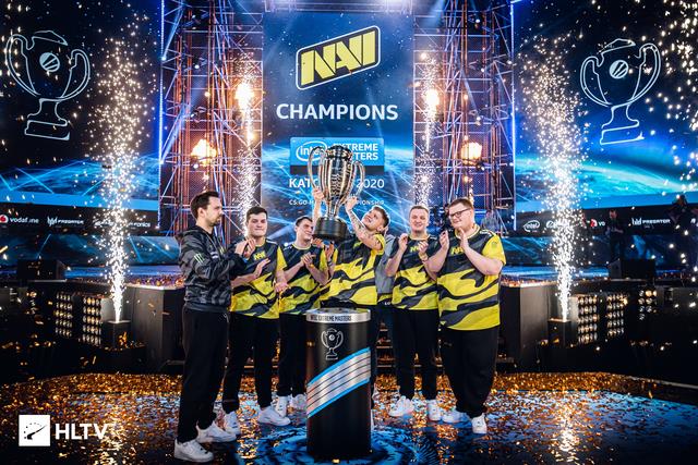 Na`vi members with the prestigious IEM Katowice 2020 trophy