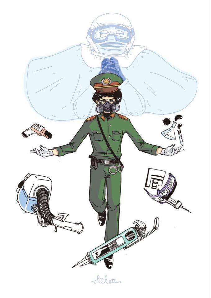 Aphelios and the pandemic-fighting weapon combo, with the protective angel Alune in the background