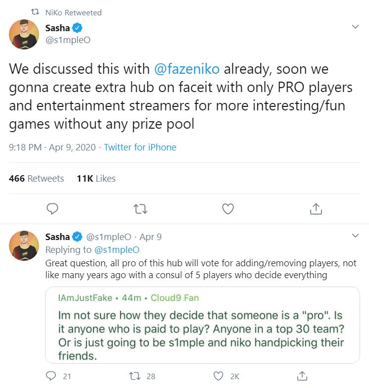 S1mple and NIKo plan to establish a hub specifically for pro players and streamers for quality matches
