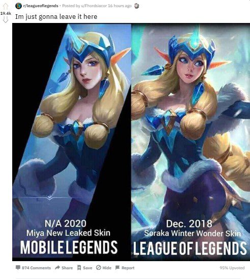 Comparison of Miya's skin and Soraka's Winter Wonder skin