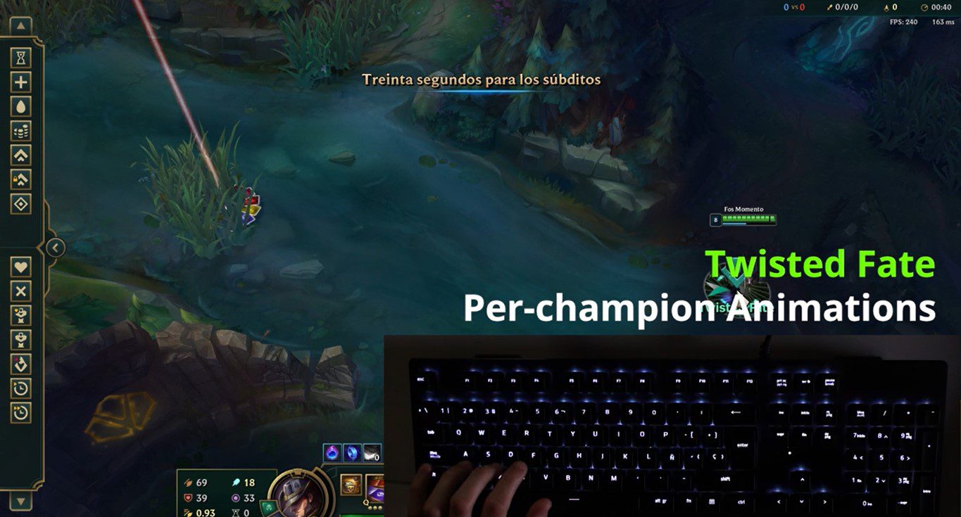 When Twisted Fate lands at the position of his ultimate, the keyboard lights will flash continuously