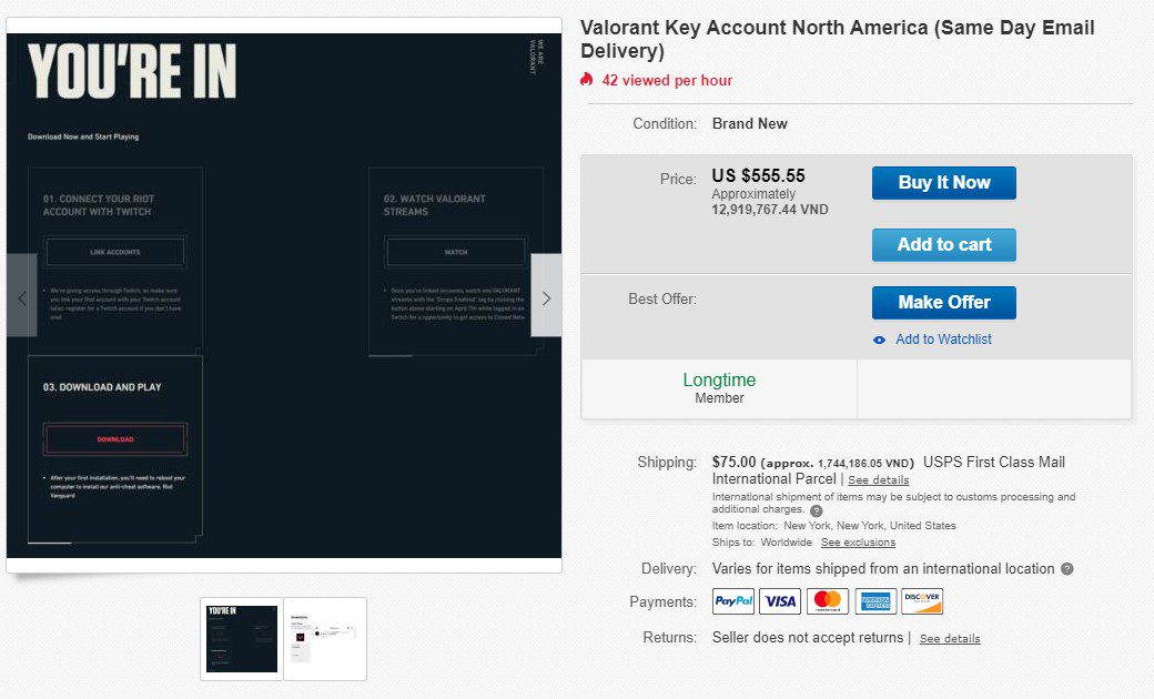 Some accounts are even being sold for 555 USD (about 12.9 million VND)