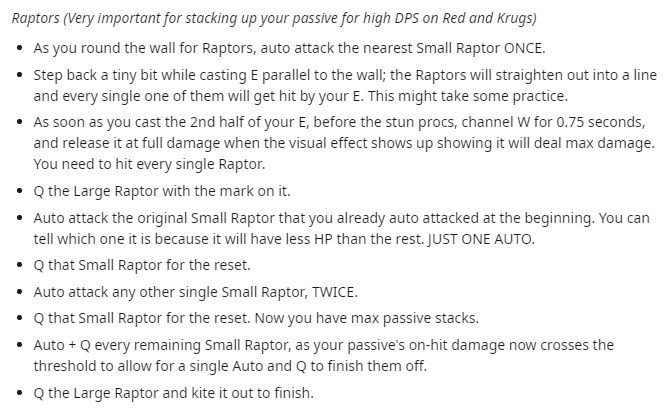 Clearing the Raptors is the most complex due to the number of monsters and skill missing