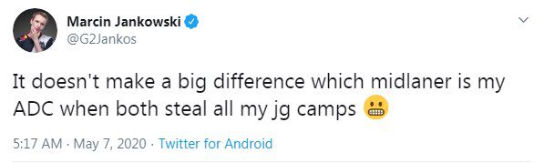 Jankos expresses the feelings of true junglers
